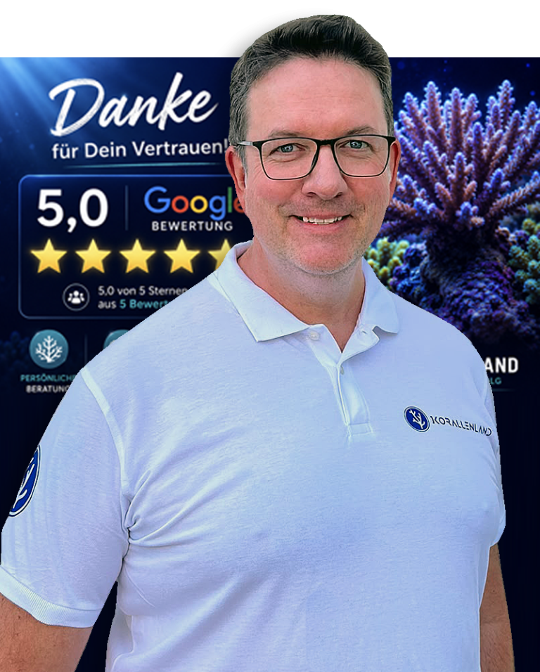 Gerd Raabe - Inhaber Korallenland Gerd Raabe in weißem Korallenland Polo Shirt.